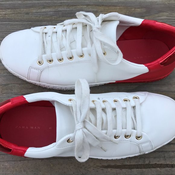 Zara Man Shoes White/Red Fashion Casual Sneaker - Picture 7 of 8